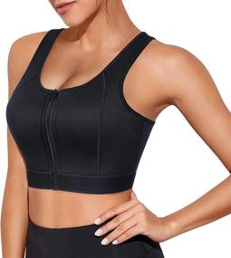 img 4 attached to High Impact Fitness Sports Bra With Front-Zipper And Wire-Free Support For Women By CtriLady