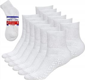 img 4 attached to Debra Weitzner 6 Pairs Non-binding Loose Fit Sock - Нескользящие диабетические носки для мужчин и женщин - Белые до щиколотки