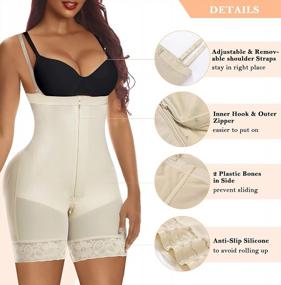 img 1 attached to YIANNA Colombian Fajas Body Shaper With Tummy Control, Butt Lifter, Thigh Slimmer, And Zipper Crotch For Women'S Shapewear