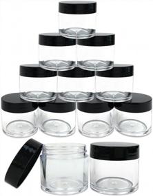 img 4 attached to Beauticom'S Leak Proof Double Wall Clear Jars With Flat Top Lids - Ideal For Creams, Lotions, Make Up, Powders, And Glitters (12 Pieces, Black Lid)