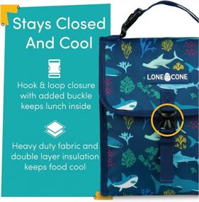 img 3 attached to Сохраняйте прохладу с изолированной сумкой для завтрака Lone Cone Kids - дизайн атаки акулы, идеально подходит для мальчиков и девочек