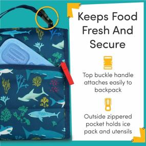 img 2 attached to Сохраняйте прохладу с изолированной сумкой для завтрака Lone Cone Kids - дизайн атаки акулы, идеально подходит для мальчиков и девочек