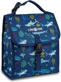 img 4 attached to Сохраняйте прохладу с изолированной сумкой для завтрака Lone Cone Kids - дизайн атаки акулы, идеально подходит для мальчиков и девочек