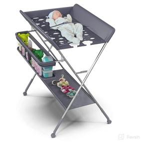 img 4 attached to 👶 Babylicious Portable Changing Table - Foldable Changing Station with Wheels - Portable Diaper Changing Table - Adjustable Height Baby Changing Table with Safety Belt and Extra-Large Storage Rack for Infants