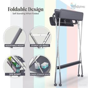 img 2 attached to 👶 Babylicious Portable Changing Table - Foldable Changing Station with Wheels - Portable Diaper Changing Table - Adjustable Height Baby Changing Table with Safety Belt and Extra-Large Storage Rack for Infants