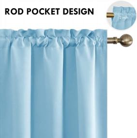 img 1 attached to Термоизолированные плотные шторы для спальни и гостиной - DWCN Rod Pocket Энергосберегающие шторы светло-голубого и черного цветов, 38 X 54 дюйма, набор из 2 панелей