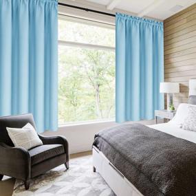 img 3 attached to Термоизолированные плотные шторы для спальни и гостиной - DWCN Rod Pocket Энергосберегающие шторы светло-голубого и черного цветов, 38 X 54 дюйма, набор из 2 панелей