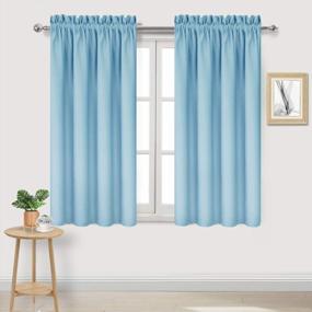 img 4 attached to Thermal Insulated Blackout Curtains For Bedroom And Living Room - DWCN Rod Pocket Energy Saving Drapes With Light Blue And Black Colors, 38 X 54 Inch, Set Of 2 Panels
