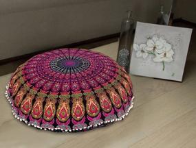 img 2 attached to Shubhlaxmifashion 32" Purple Mandala Floor Pillow Cushion Seating Throw Cover Hippie Decorative Bohemian Ottoman Poufs, Pom Pom Pillow Cases,Boho Indian