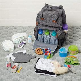 img 2 attached to 🎒 FIREFLYT Diaper Bag Backpack - Travel Portable Folding Changing Station, Insulated Bottle & Pacifier Case, Multipurpose Baby Bag with Cushioned Changing Pad, Foldable Bed, Grey Bottle Bag - Essential Baby Must-Haves