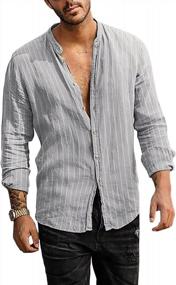 img 2 attached to Makkrom Men'S Linen Button-Down Shirt For Casual, Loose-Fit Hippie Beach Yoga Tops