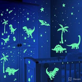 img 1 attached to 🦕 Dinosaur Room Decor for Boys: Glow in The Dark Stickers, Wall Decals, Footprints, Eggs, & Animal Tree. Ideal for Kids Toddler Girls Bedroom & Living Room