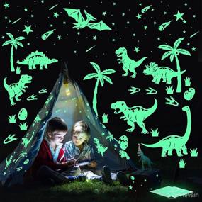 img 2 attached to 🦕 Dinosaur Room Decor for Boys: Glow in The Dark Stickers, Wall Decals, Footprints, Eggs, & Animal Tree. Ideal for Kids Toddler Girls Bedroom & Living Room