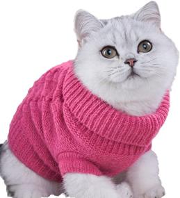 img 4 attached to XXS Girl Cat Sweater - Turtleneck Knitted Apparel for Warm Cats
