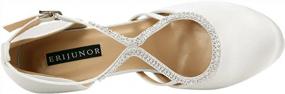 img 2 attached to ERIJUNOR Bridal Wedding Shoes - Low Heel Satin Ankle Strap With Closed-Toe Platform For Women'S Comfort
