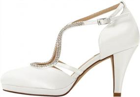 img 3 attached to ERIJUNOR Bridal Wedding Shoes - Low Heel Satin Ankle Strap With Closed-Toe Platform For Women'S Comfort