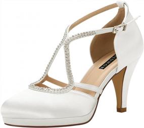 img 4 attached to ERIJUNOR Bridal Wedding Shoes - Low Heel Satin Ankle Strap With Closed-Toe Platform For Women'S Comfort