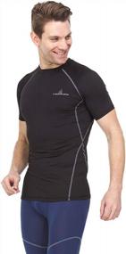 img 4 attached to Мужская компрессионная рубашка Cool Dry с коротким рукавом — идеальный спортивный базовый слой для бега и тренировок от Thermajohn