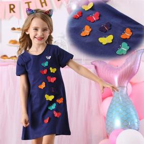 img 1 attached to 🌸 Cute and Comfy: VIKITA Cotton Flower Sleeve Casual Girls' Dresses