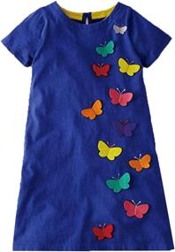 img 4 attached to 🌸 Cute and Comfy: VIKITA Cotton Flower Sleeve Casual Girls' Dresses