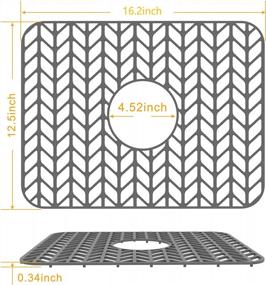 img 2 attached to JOOKKI Kitchen Sink Protector Grid 16.2''X 12.5'', Silicone Mat For Farmhouse Stainless Steel With Center Drain Accessory