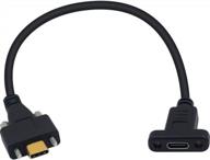 удлинительный кабель poyiccot usb c, 1 фут, двойной винтовой замок usb 3.1, тип c, штекер и тип c, гнездо, с отверстием для крепления на панели, кабель для передачи данных и зарядный кабель, совместимый с macbook pro, pixel 3 xl логотип