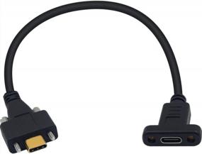 img 4 attached to Удлинительный кабель Poyiccot USB C, 1 фут, двойной винтовой замок USB 3.1, тип C, штекер и тип C, гнездо, с отверстием для крепления на панели, кабель для передачи данных и зарядный кабель, совместимый с MacBook Pro, Pixel 3 XL