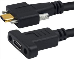 img 2 attached to Удлинительный кабель Poyiccot USB C, 1 фут, двойной винтовой замок USB 3.1, тип C, штекер и тип C, гнездо, с отверстием для крепления на панели, кабель для передачи данных и зарядный кабель, совместимый с MacBook Pro, Pixel 3 XL