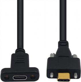 img 3 attached to Удлинительный кабель Poyiccot USB C, 1 фут, двойной винтовой замок USB 3.1, тип C, штекер и тип C, гнездо, с отверстием для крепления на панели, кабель для передачи данных и зарядный кабель, совместимый с MacBook Pro, Pixel 3 XL