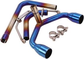 img 3 attached to 🏍 YOSAYUSA Dual Pipe Full Motorcycle Exhaust System for Honda Grom MSX125 2013-2020, Round Exhaust, Half Blue