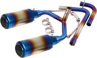 🏍 yosayusa dual pipe full motorcycle exhaust system for honda grom msx125 2013-2020, round exhaust, half blue логотип