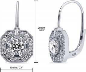 img 3 attached to Sterling Silver Art Deco CZ Drop Earrings For Women - BERRICLE Rhodium Plated Leverback Dangle