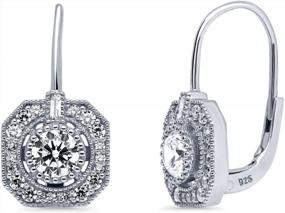 img 4 attached to Sterling Silver Art Deco CZ Drop Earrings For Women - BERRICLE Rhodium Plated Leverback Dangle