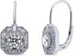 sterling silver art deco cz drop earrings for women - berricle rhodium plated leverback dangle logo