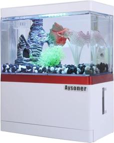 img 4 attached to 🐟 Aysoner Small Betta Fish Tank: 1 Gallon Mini Beta Aquarium Starter Kit with Filter, Light, Ideal for Office and Home Decor