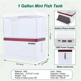 img 2 attached to 🐟 Aysoner Small Betta Fish Tank: 1 Gallon Mini Beta Aquarium Starter Kit with Filter, Light, Ideal for Office and Home Decor