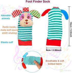 img 1 attached to 🔔 Soft Foot Finder Socks Wrists Rattles Ankle Leg Hand Arm Bracelet - Fun Baby Rattle Toys for Newborns