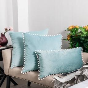 img 3 attached to Add A Pop Of Style With Joveco'S Pack Of 2 Soft Decorative Throw Pillow Covers With Pom Poms In Light Blue - Perfect For Couches, Beds, Cars, And Sofas, Sized 12 X 20 Inches!