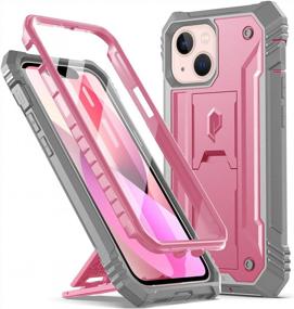 img 4 attached to Shockproof IPhone 13 Mini Case With Kickstand And Screen Protector - Poetic Revolution Series | Light Pink, Dual-Layer Full-Body Protective Cover For 5.4 Inch (2021 Release)