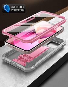 img 2 attached to Противоударный чехол для iPhone 13 Mini с подставкой и защитой экрана — серия Poetic Revolution | Светло-розовый двухслойный защитный чехол для всего корпуса для 5,4 дюйма (выпуск 2021 г.)