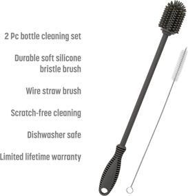 img 3 attached to 🧼 Goodful Reusable Bottle and Straw Cleaning Brush Set – Silicone Bottle Cleaner and Bristle Wire Straw Cleaner, Grey – Dishwasher Safe, 2-Piece Set