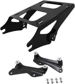 img 4 attached to Gloss Black Two-Up Tour Pack Pak Mount Luggage Rack Quick-Detach & 4 Point Docking Hardware Kit for Harley Touring Road King Electra Road Street Glide 2014-2022