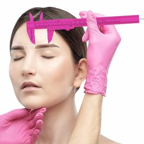 img 2 attached to BRAWNA 5 Pcs Brow Pro Measuring Tool - Caliper Eye Ruler For Microblading, Eyebrow Makeup Artists - Double Scale Plastic Pink