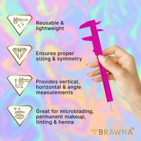 img 3 attached to BRAWNA 5 Pcs Brow Pro Measuring Tool - Caliper Eye Ruler For Microblading, Eyebrow Makeup Artists - Double Scale Plastic Pink