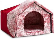 cozy & durable hollypet large pet bed house for cats and dogs, ideal for indoor & outdoor use, red logo