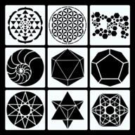 🎨 9-piece parbee sacred geometry stencils set - super hexagon & flower of life painting templates for diy painting crafts, 7 inch logo