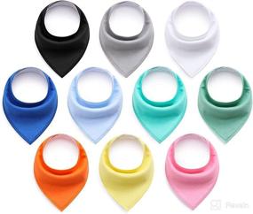 img 1 attached to 👶 Premium 10 Pack Baby Bandana Bibs: Soft, Absorbent, Organic Cotton Set for Teething and Drooling (Classic Colors)