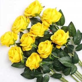 img 4 attached to 10 Pcs Yellow Artificial Roses - Perfect For Home Garden Party Floral Decorations!
