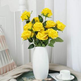 img 2 attached to 10 Pcs Yellow Artificial Roses - Perfect For Home Garden Party Floral Decorations!