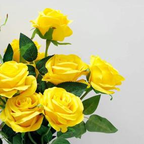 img 1 attached to 10 Pcs Yellow Artificial Roses - Perfect For Home Garden Party Floral Decorations!